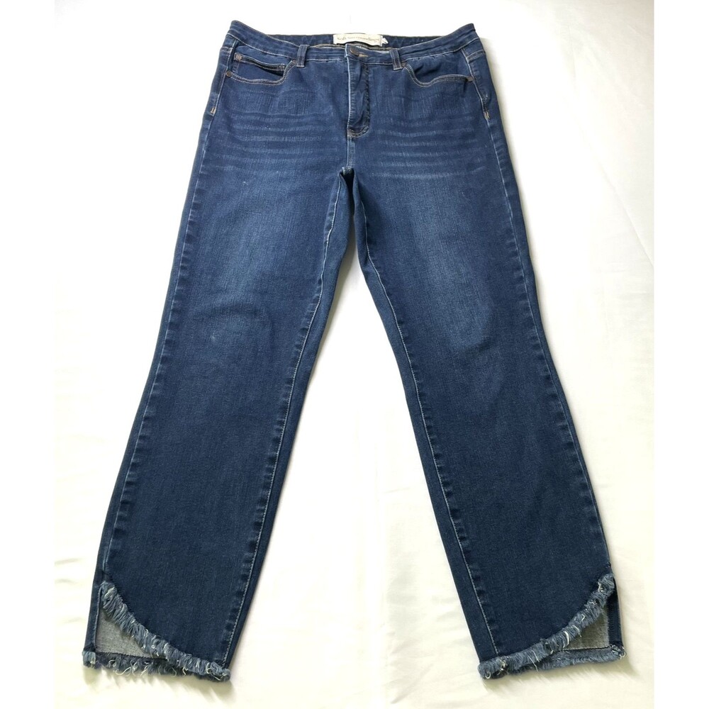 Soft Surroundings Women's Cropped Straight Leg Jeans Blue Size 14-dmpv